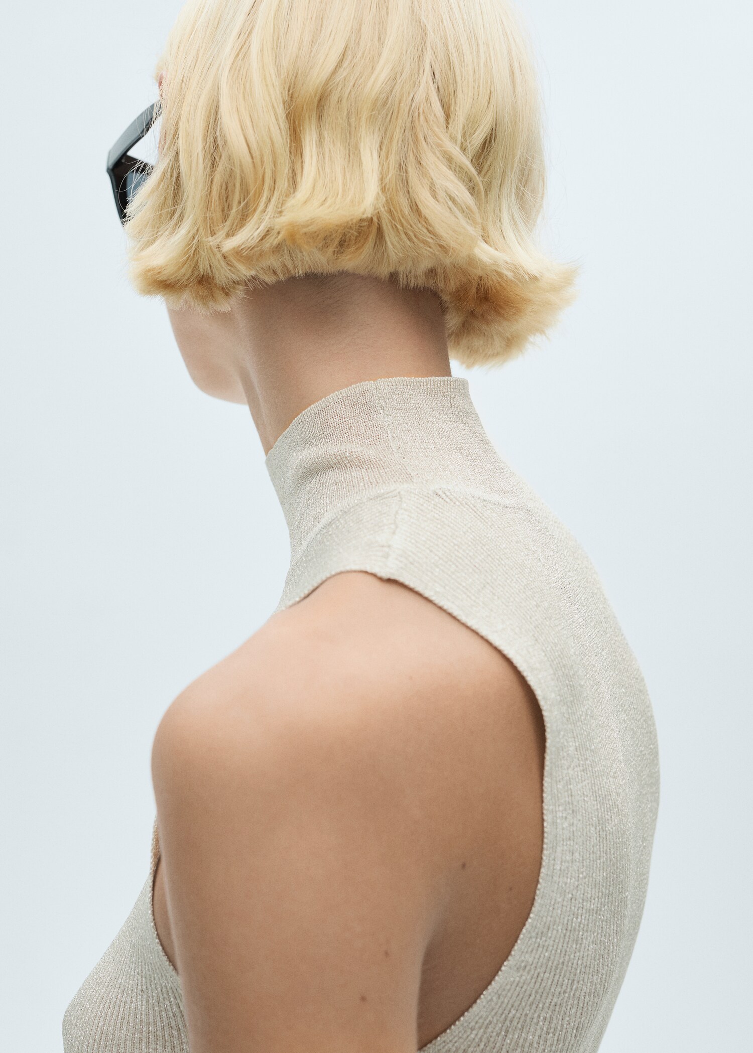 Lurex knitted top with perkins neck - Details of the article 6
