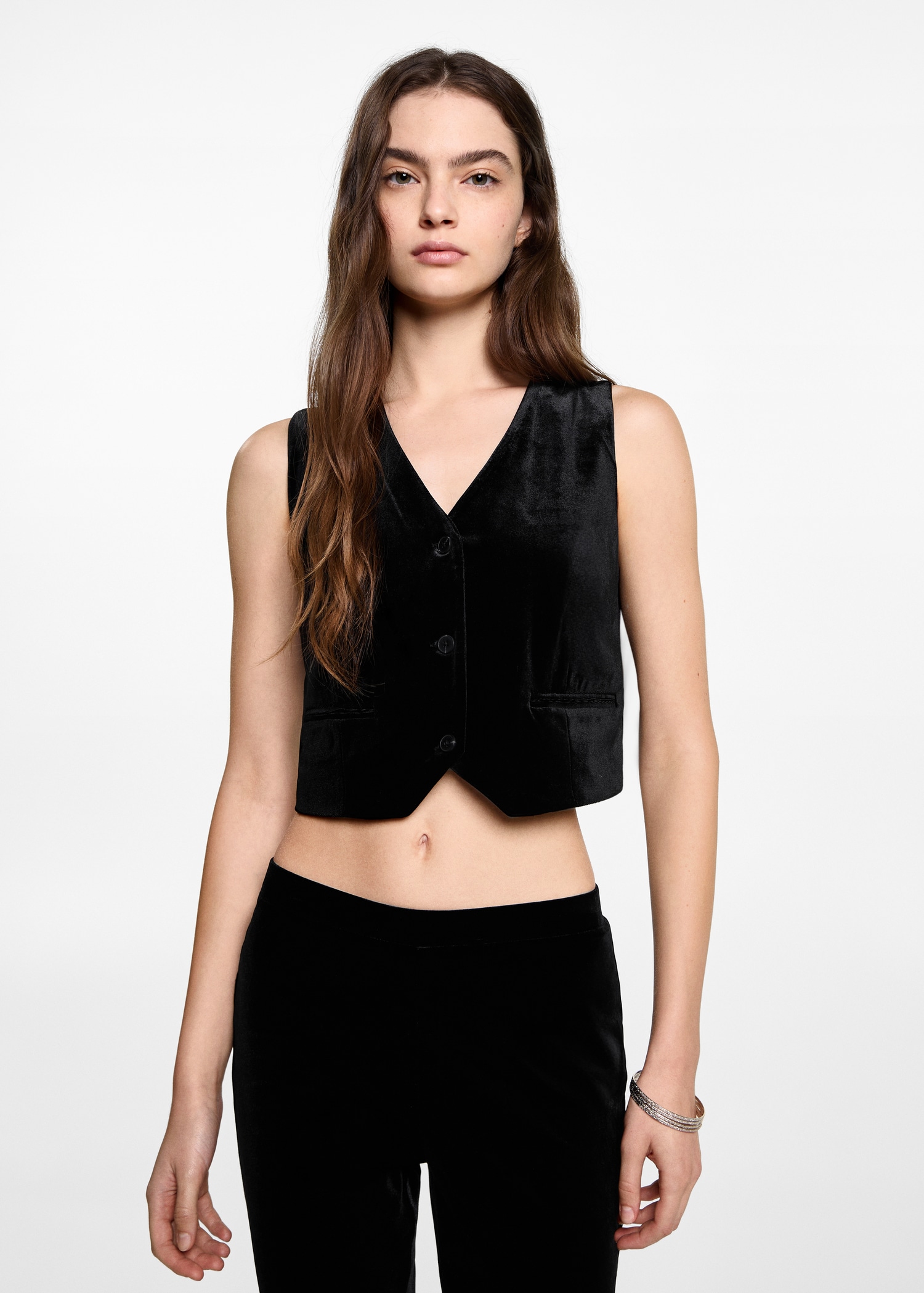 Cropped velvet waistcoat - Medium plane