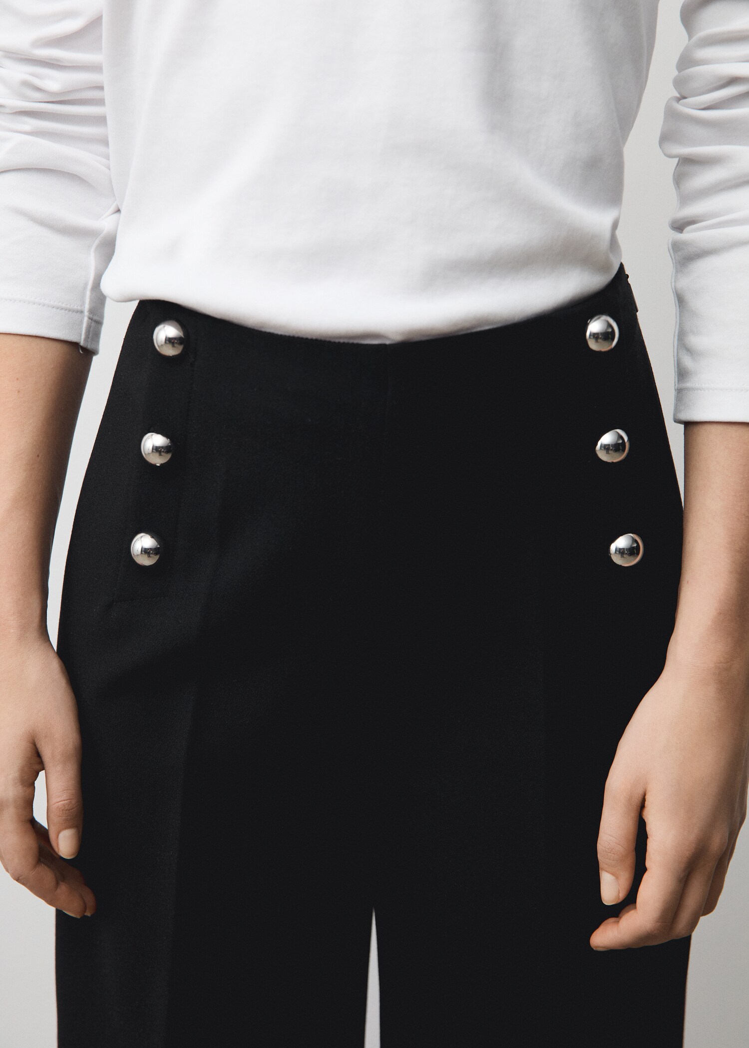 Wideleg trousers with metallic details - Details of the article 1