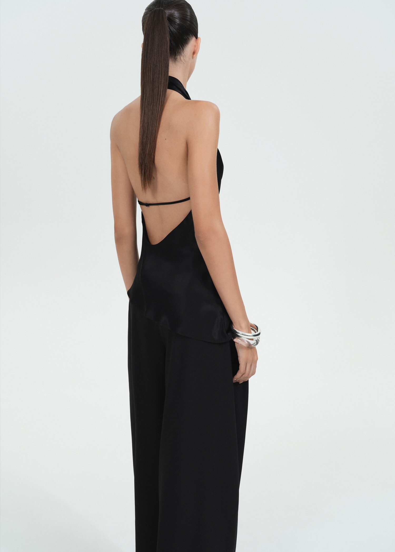Draped satin backless top - Reverse of the article