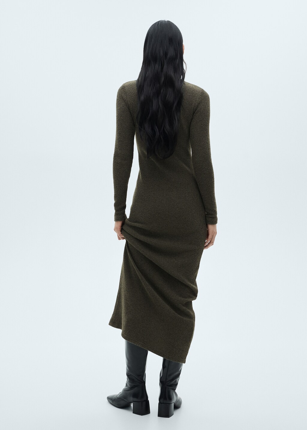 Salon de Yohn☆Logo Turtleneck Knit Dress Massima Women's Long Sleeve Mock Neck Sweater Dress in Ivory