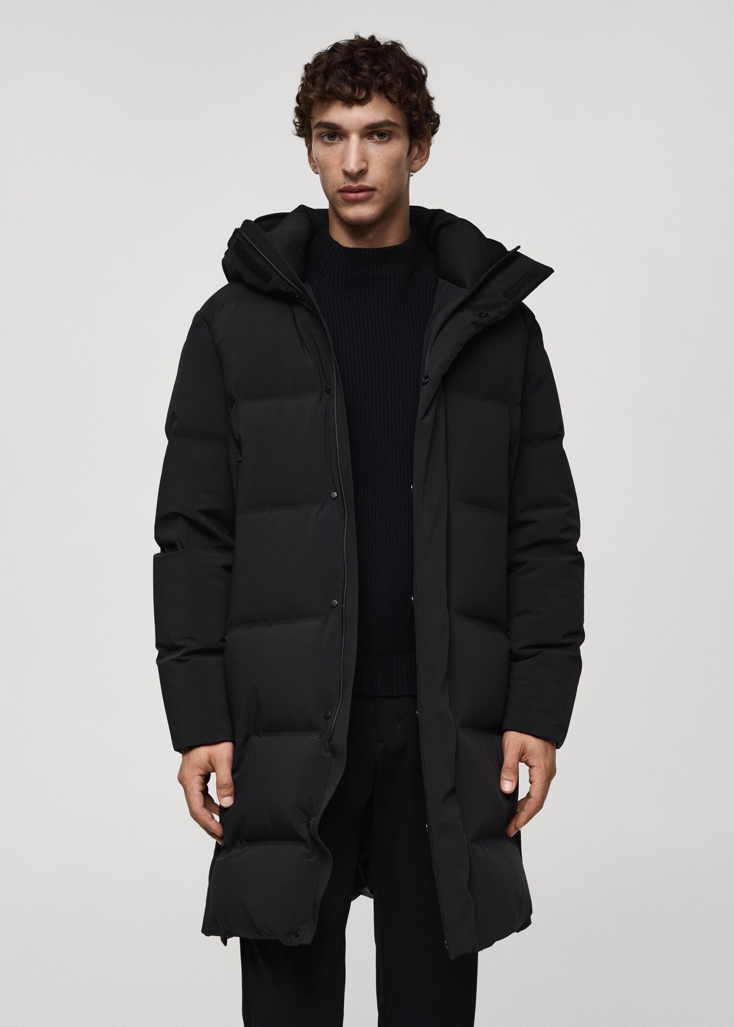 Long waterproof anorak with down and feather filling - Medium plane