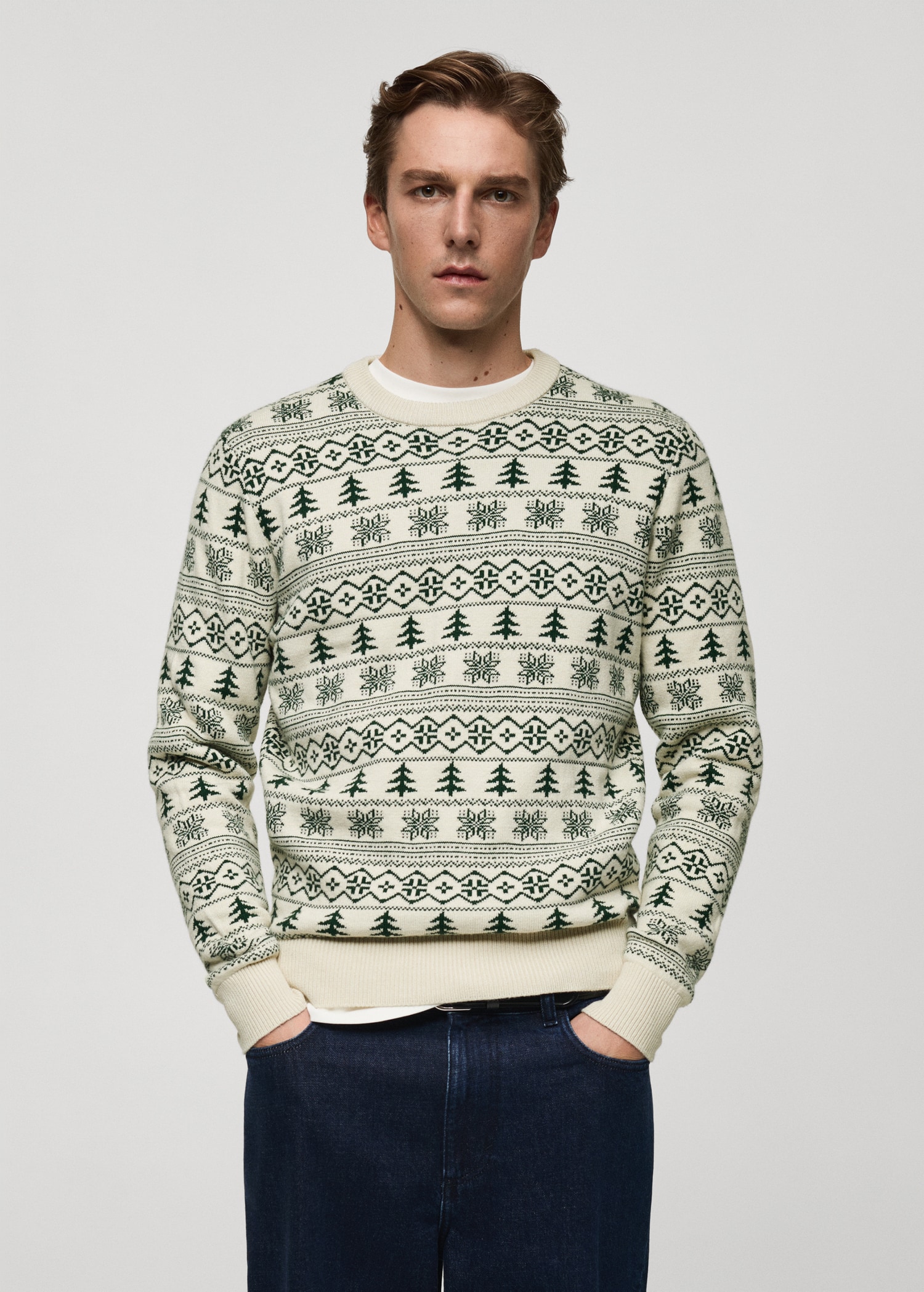 Christmas-print knitted sweater Men MANGO China