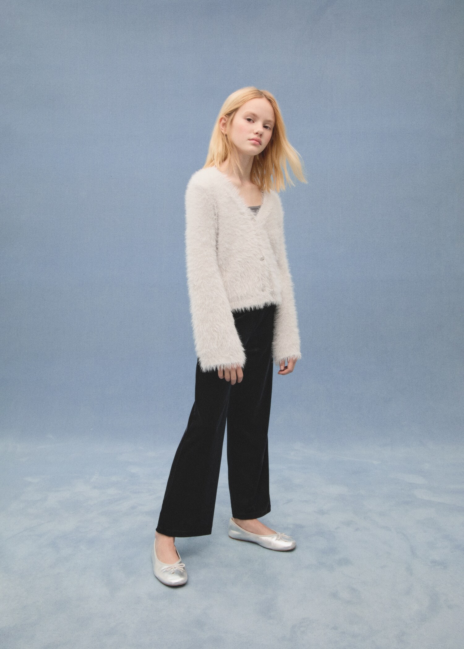 Buttoned fur-effect cardigan - Details of the article 6