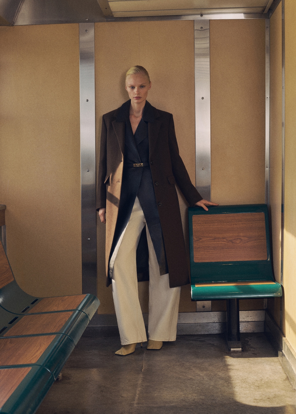 Thumbnail of Long structured wool coat - Brown