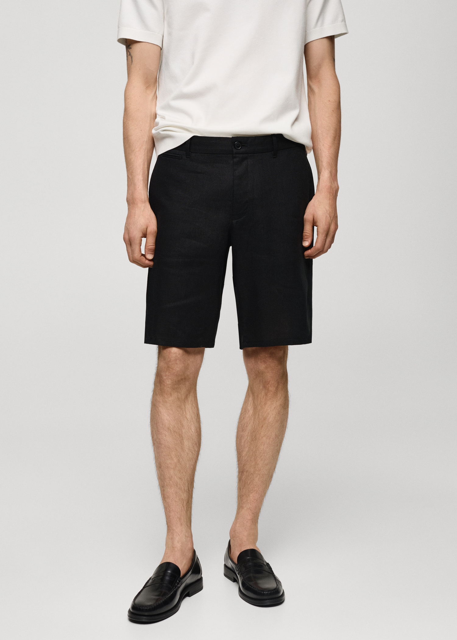 Bermudas slim fit 100% lino - Plano medio