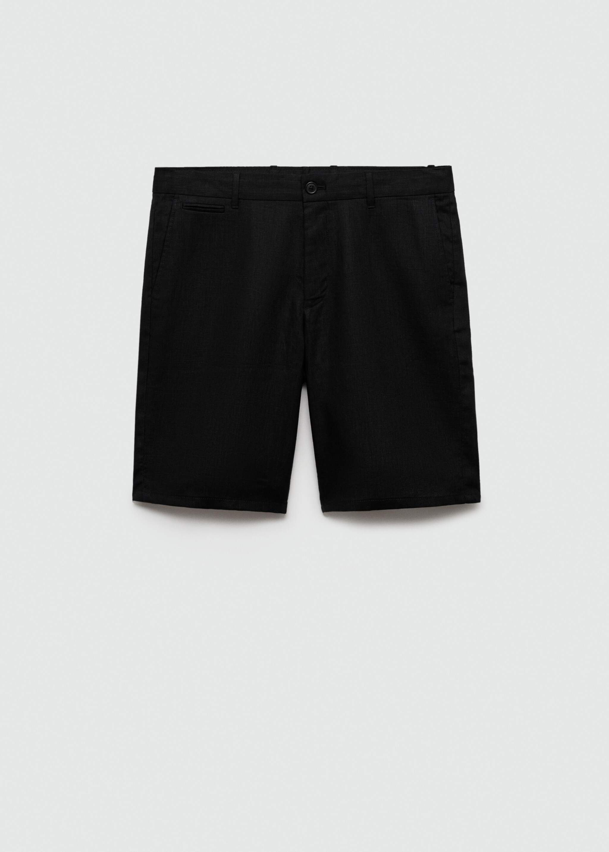 Slim-fit 100% linen bermuda shorts - Article without model, Black. Ref: 77090250-00.