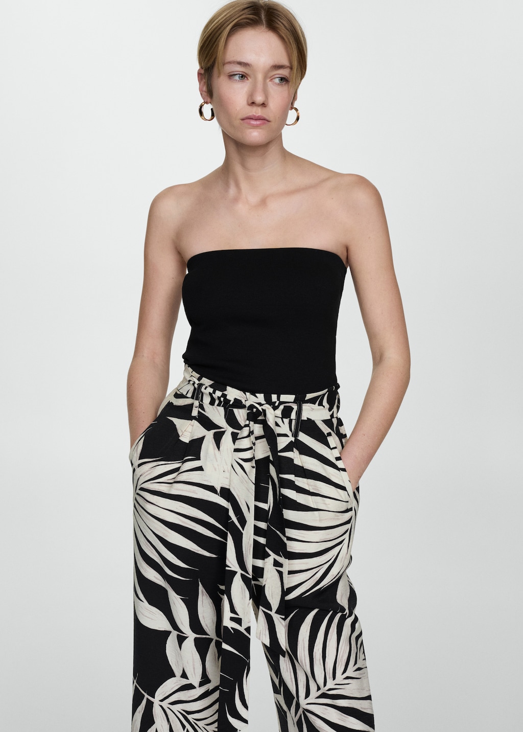 Printed trousers with bow Women MANGO United Arab Emirates