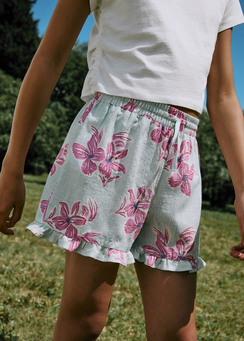 Floral cotton shorts