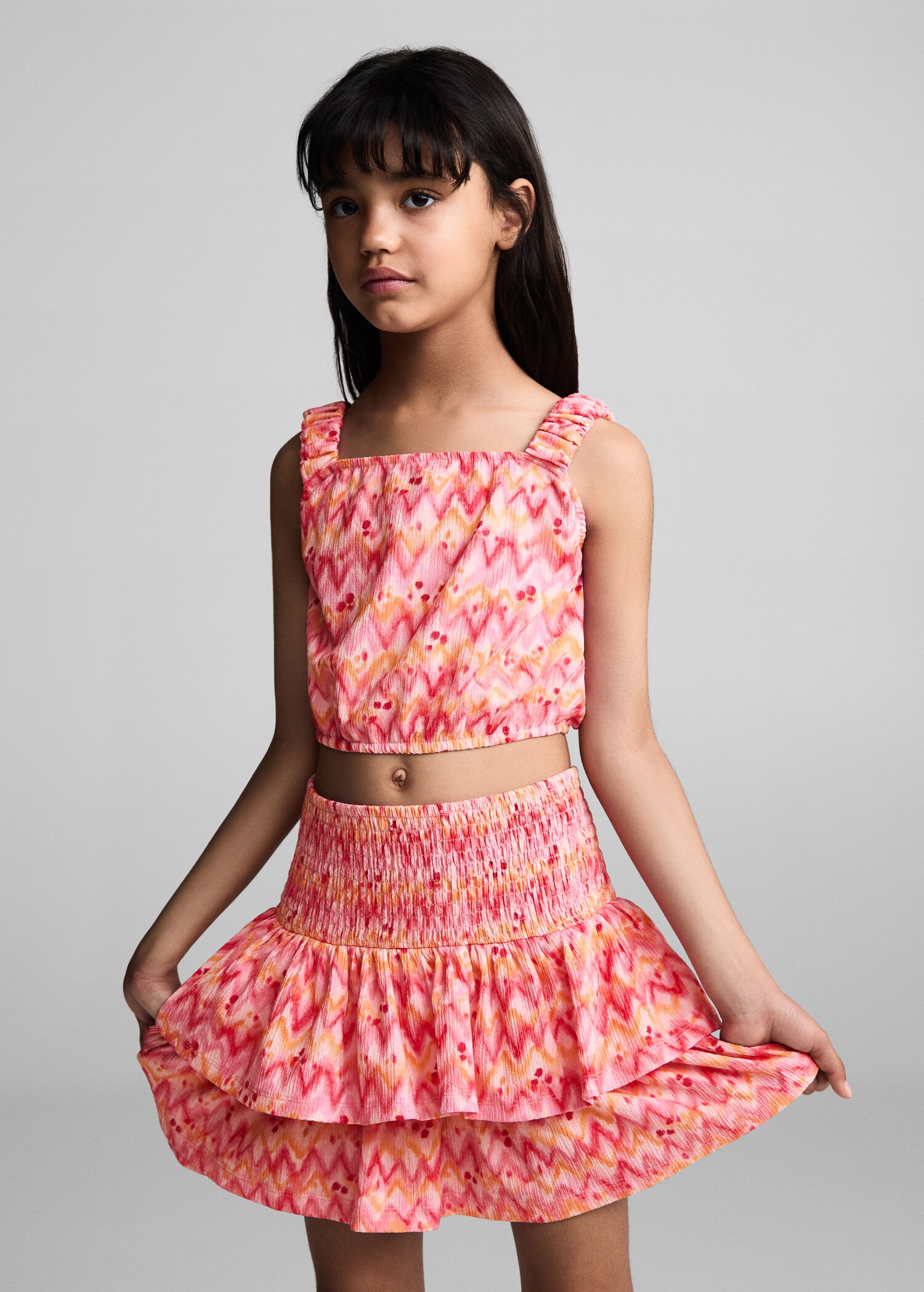 Gathered skirt with ruffles - Medium plane
