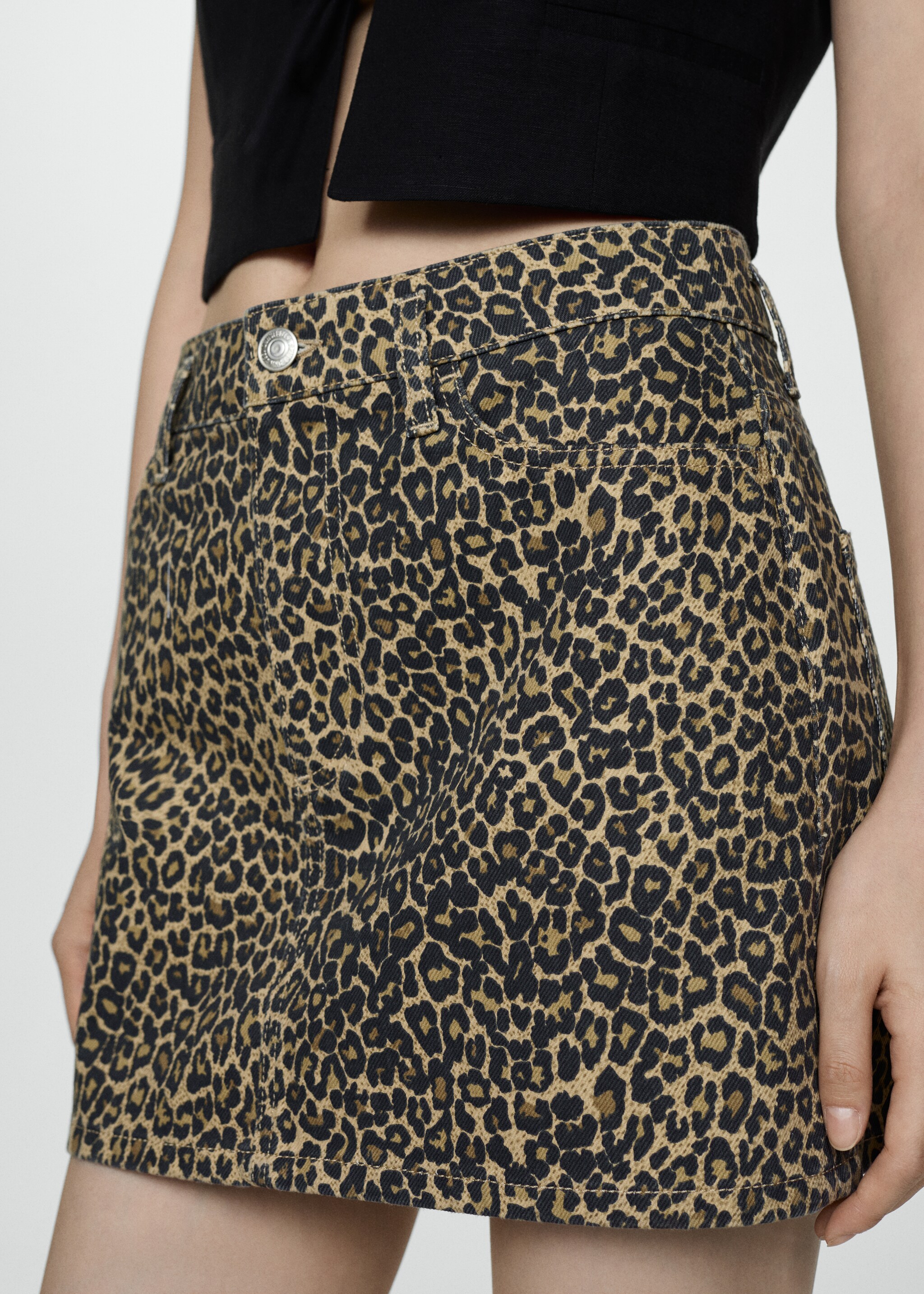 Leopard-print denim mini-skirt - Details of the article 1