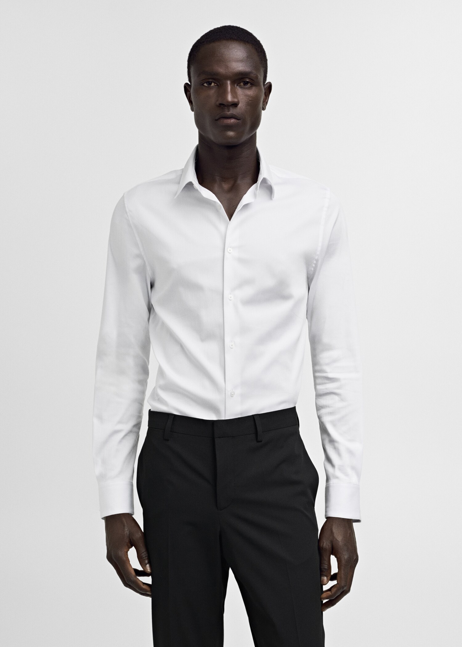 Костюмная рубашка super slim fit из поплина - Средний план