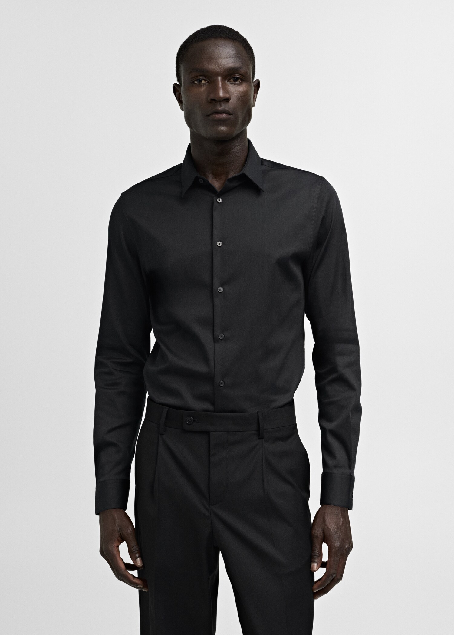 Super slim-fit poplin suit shirt - Medium plane