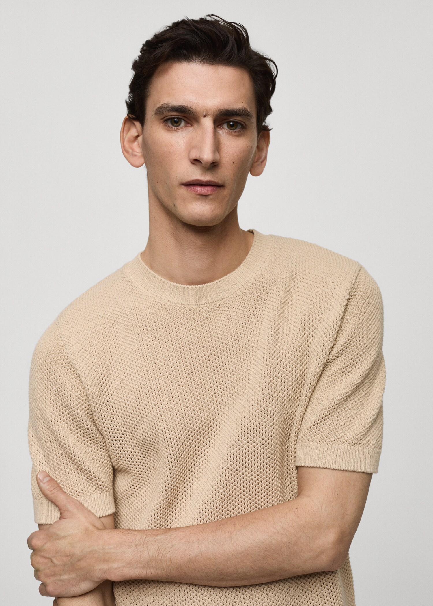 Structured cotton knit t-shirt - Details of the article 1