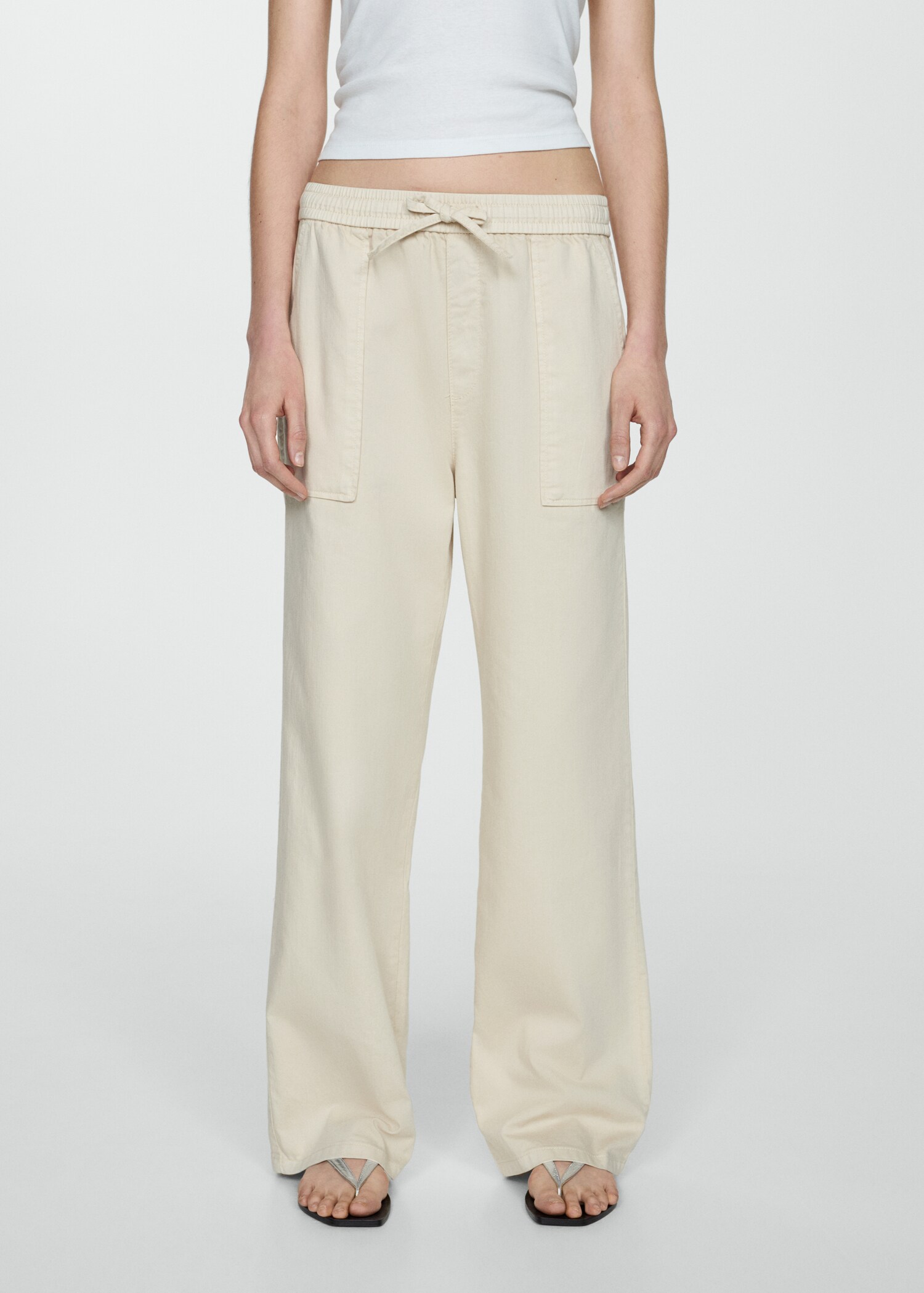 Elastic waist cotton pants - Medium plane
