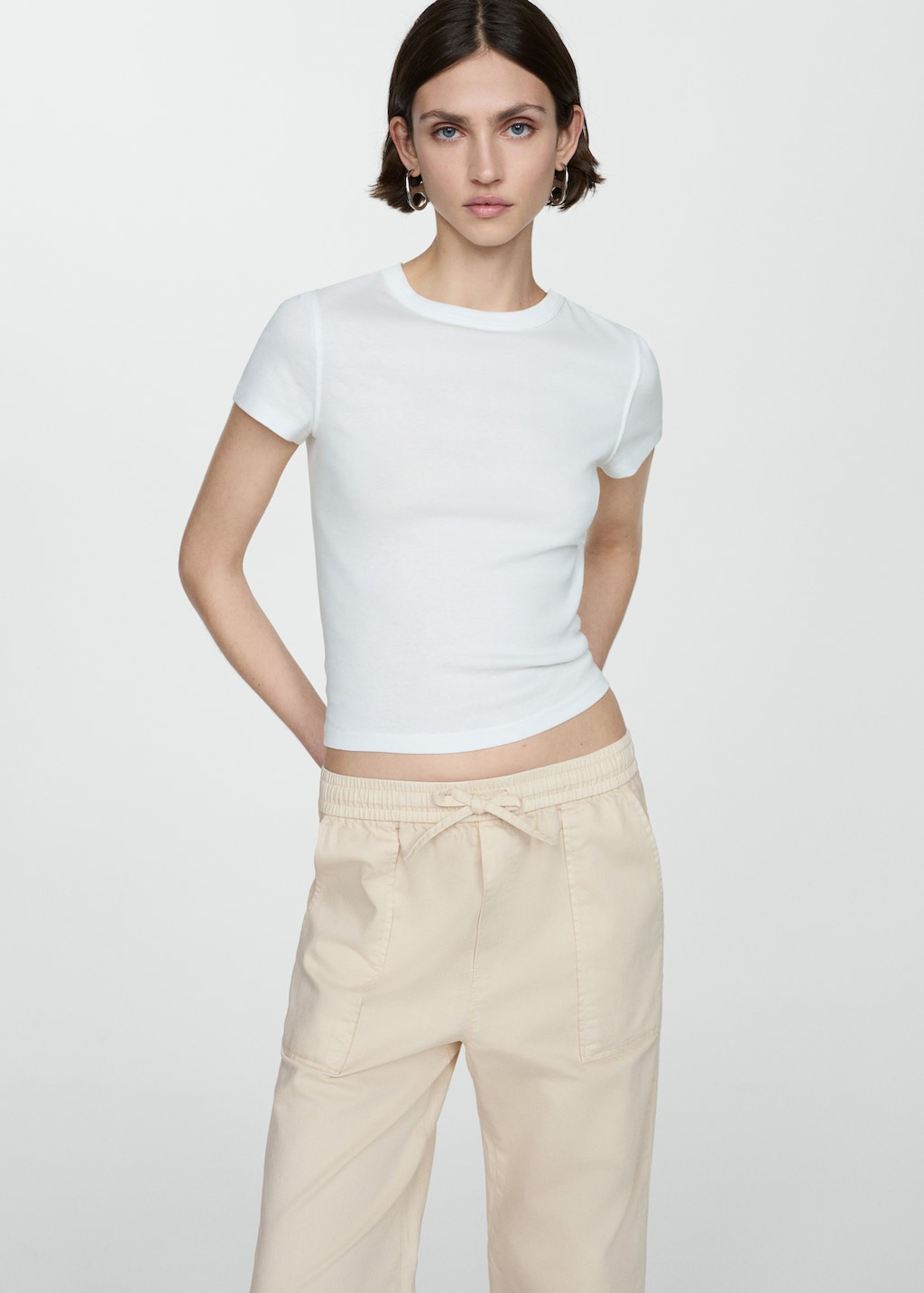 Mango Elastic waist cotton Trousers