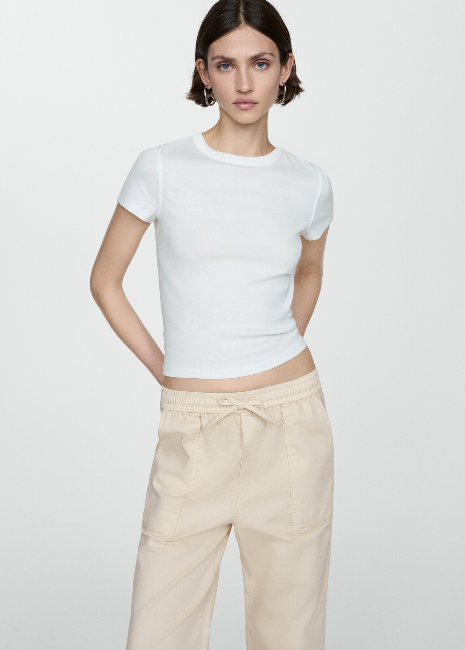 Elastic waist cotton pants - Details of the article 1