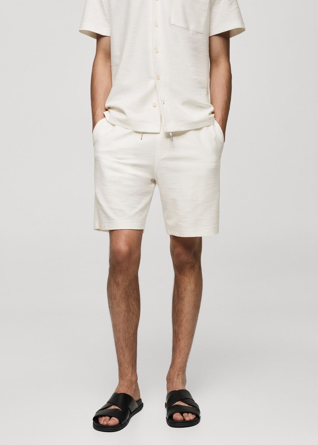 Mango Baumwoll-Bermudashorts mit Kordelzug