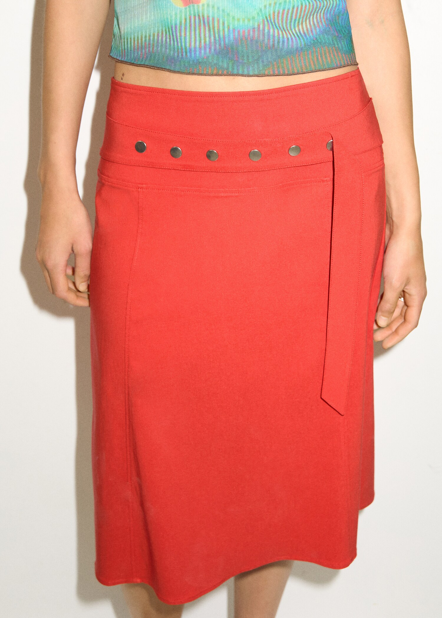 Skirt with belt and buttons - Medium plane