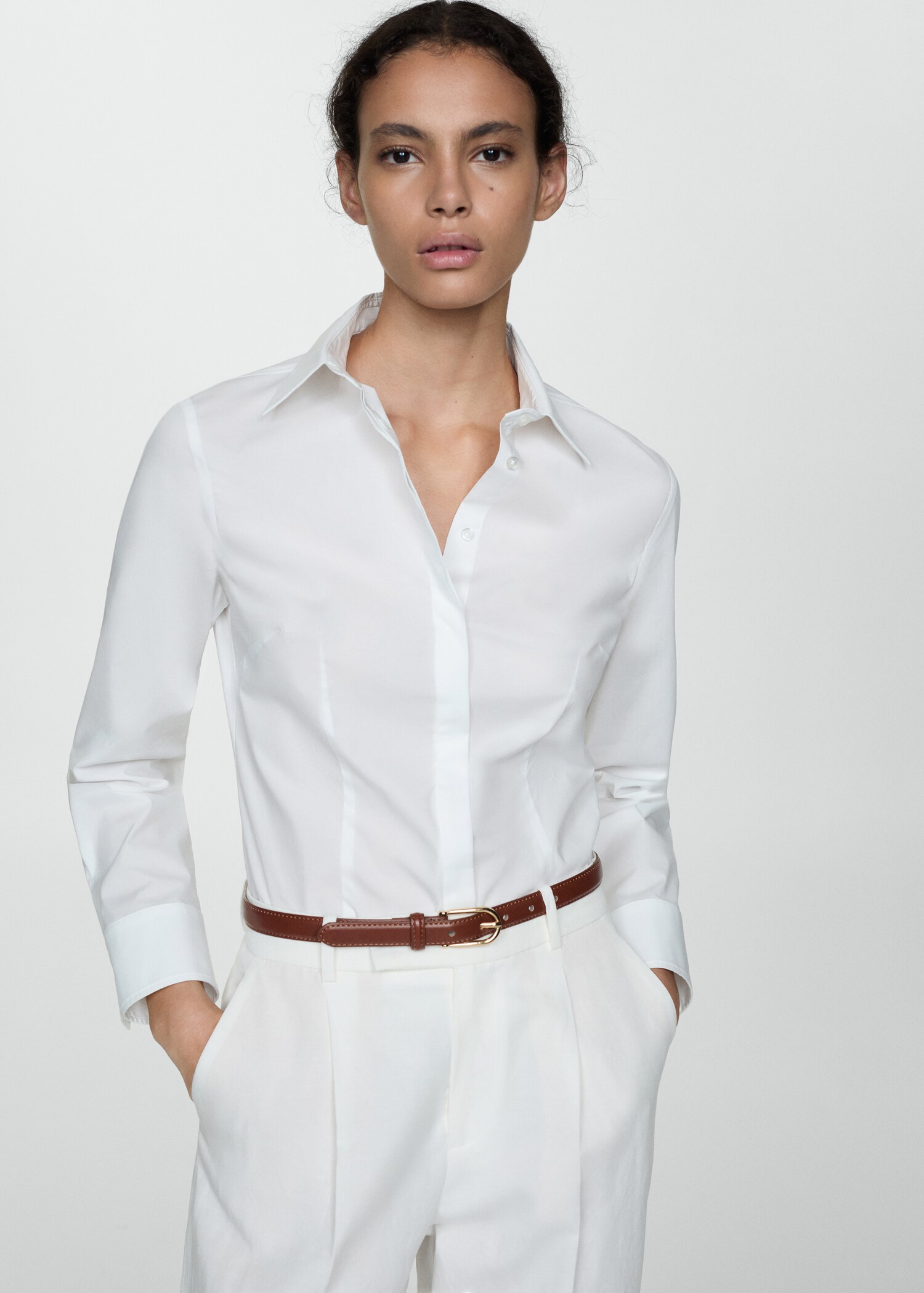 Chemise cintrée coton - Plan moyen