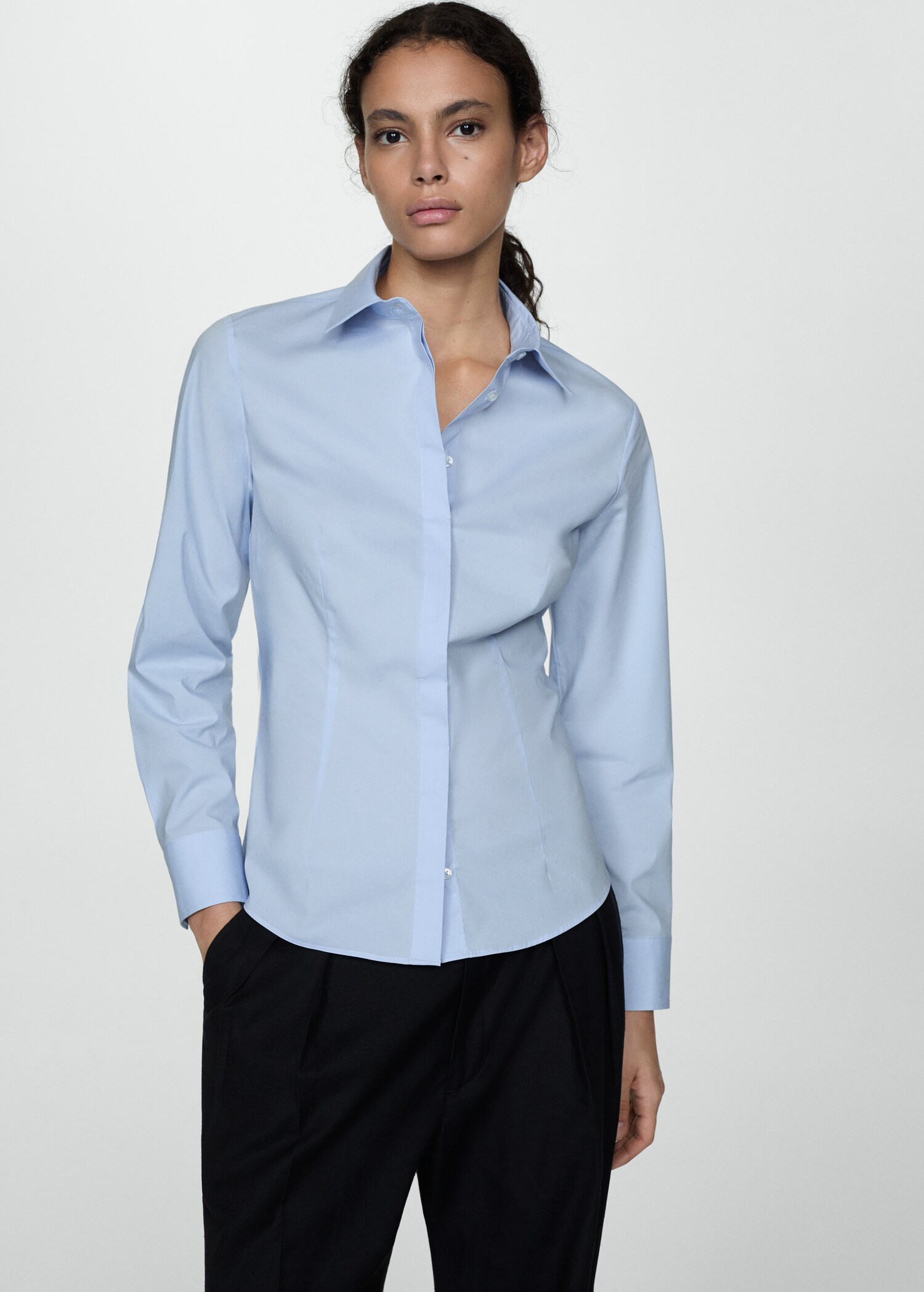 Chemise cintrée coton - Plan moyen