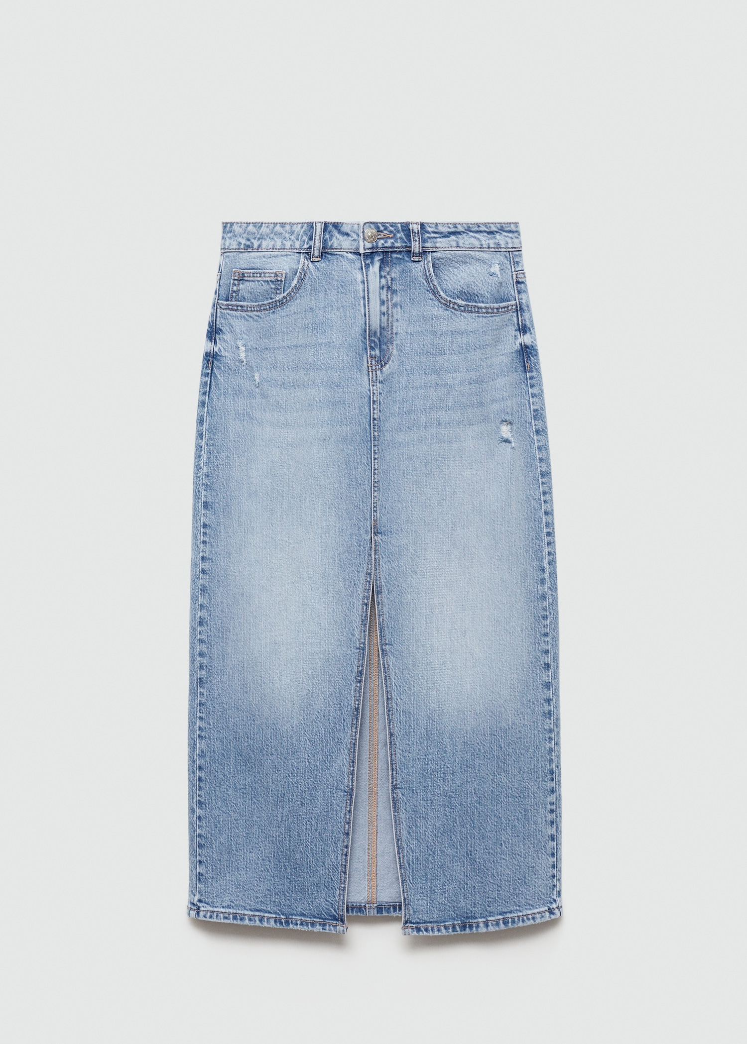 Yırtmaçlı denim etek - Modelsiz ürün
