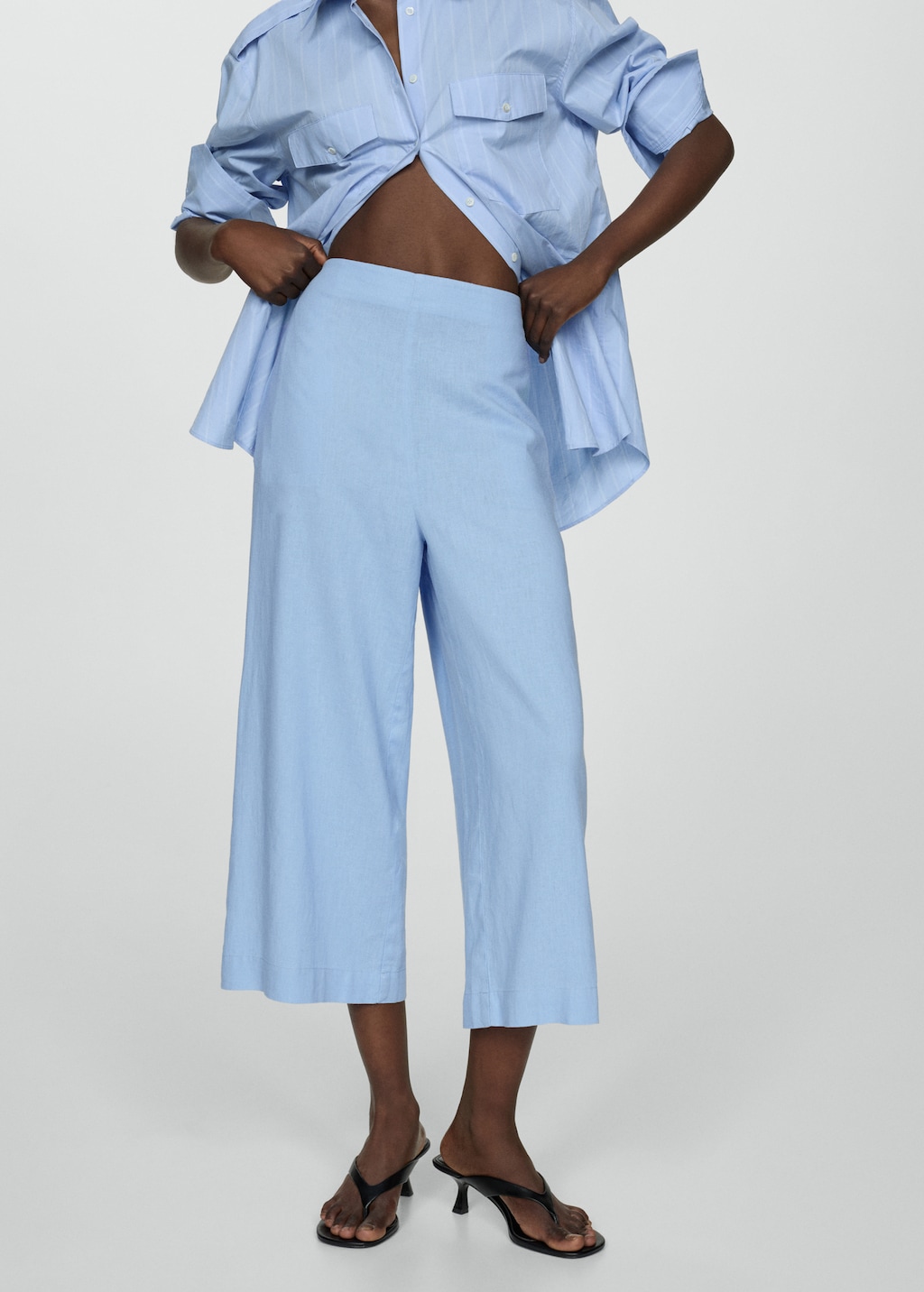 Mango Wideleg-Leinenhose
