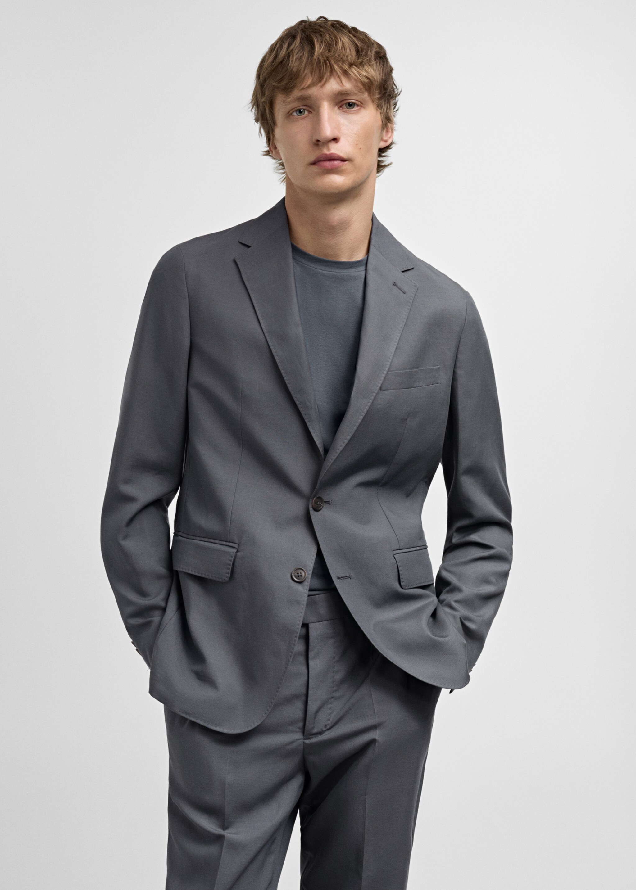 Slim-fit linen-blend suit jacket - Средний план