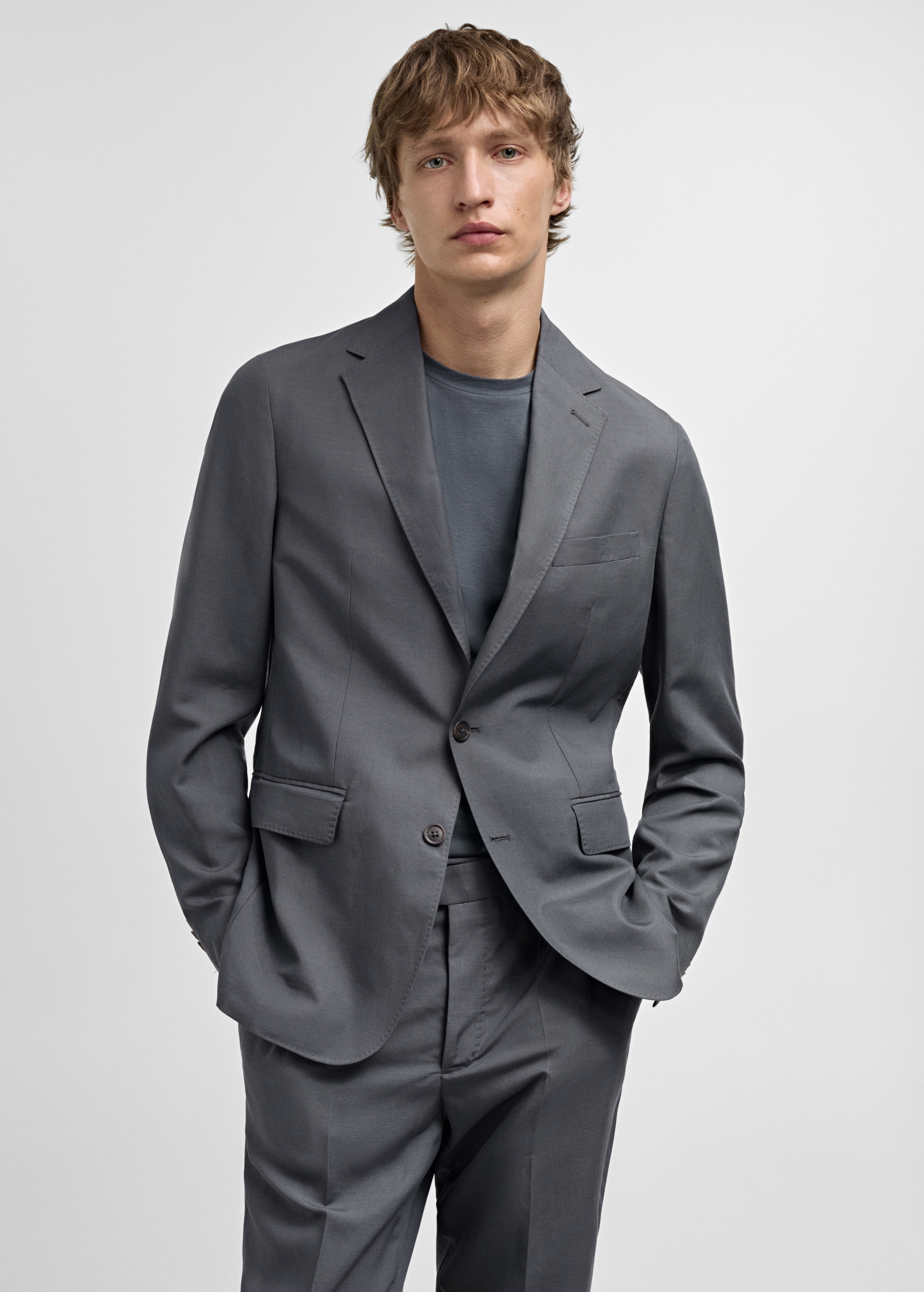 Slim-fit linen-blend suit jacket Men MANGO USA - Main Image