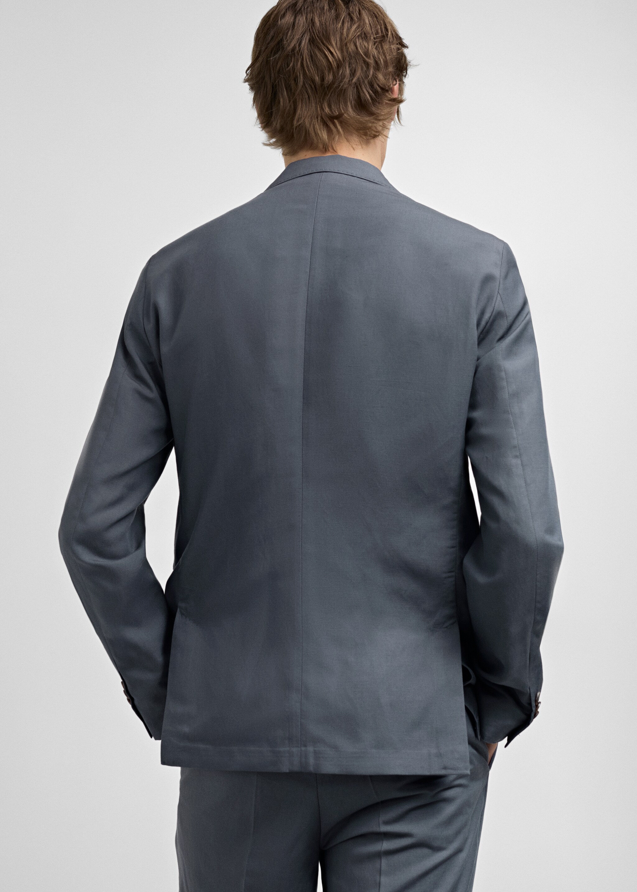 Slim-fit linen-blend suit blazer - Reverse of the article