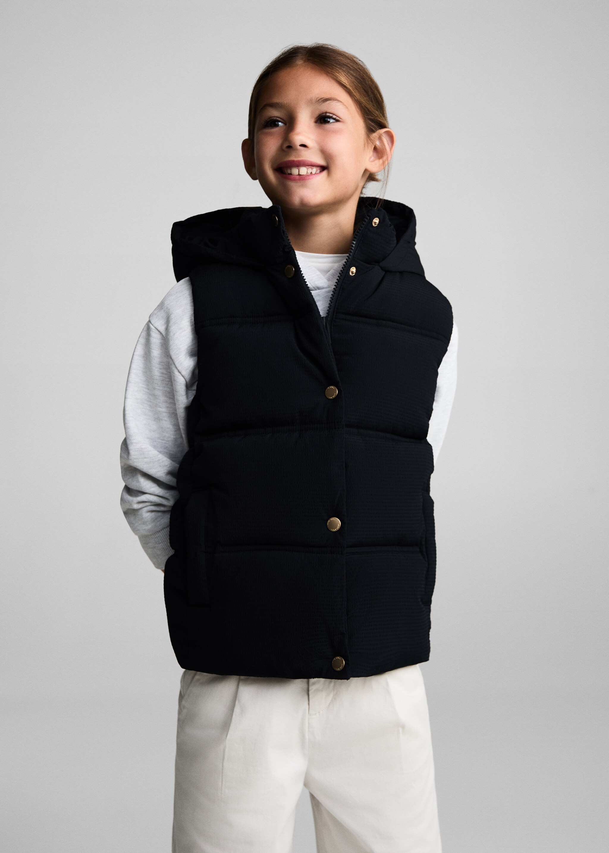 Quilted gilet with hood - Medium plane