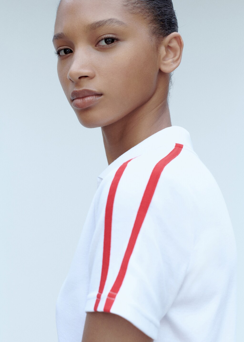 Mango Contrasting stripes cotton polo shirt