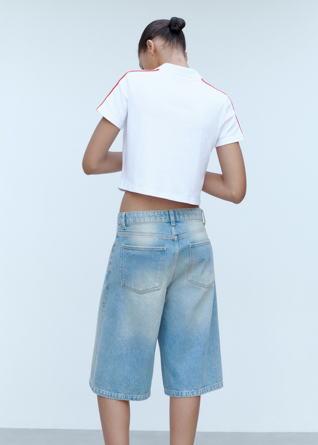 Mango Contrasting stripes cotton polo shirt