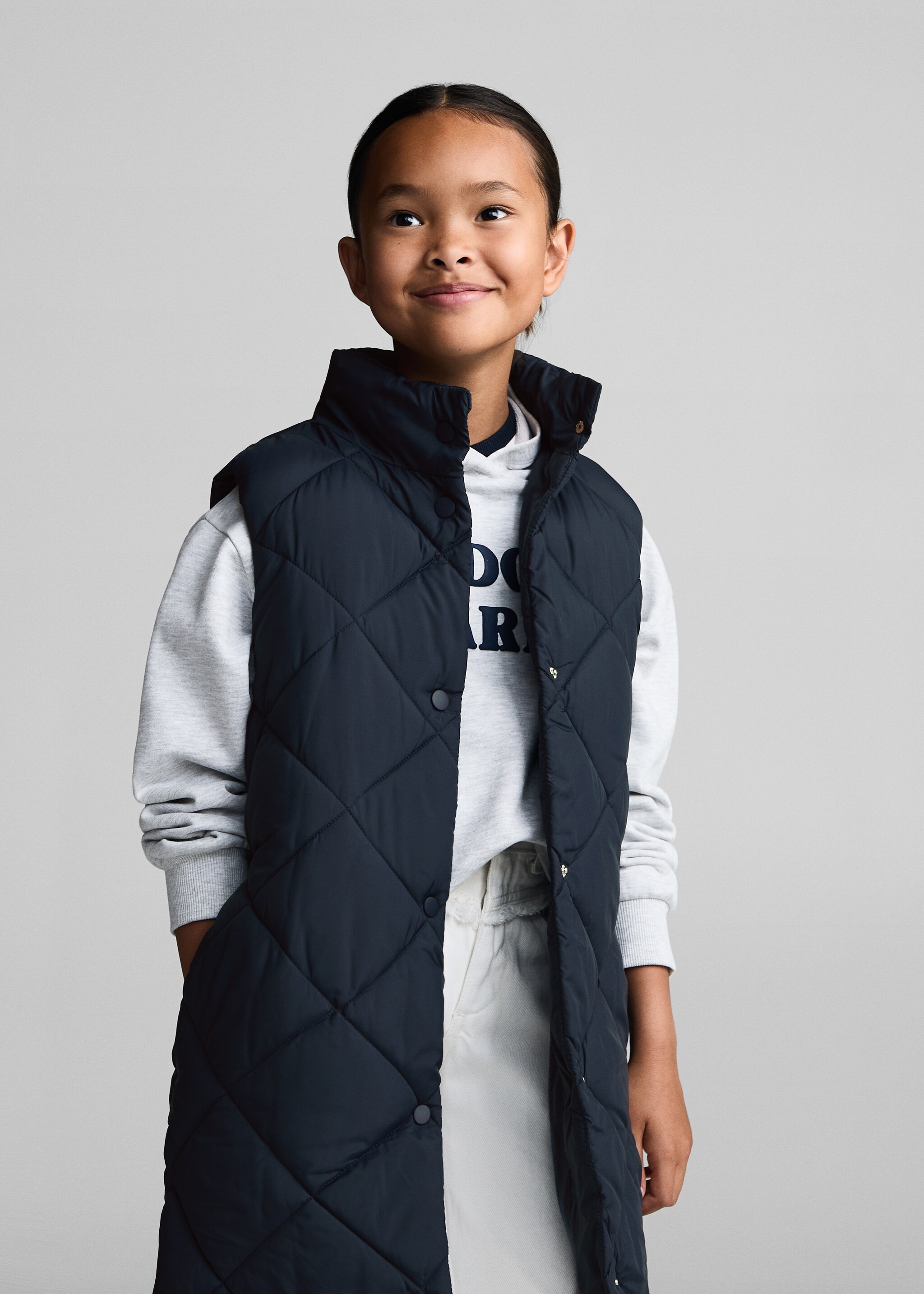 Long quilted gilet - Medium plane