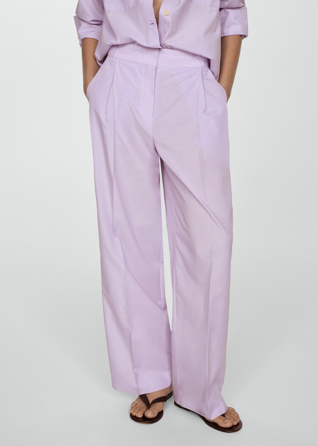 Mango Gestreifte Wideleg-Hose