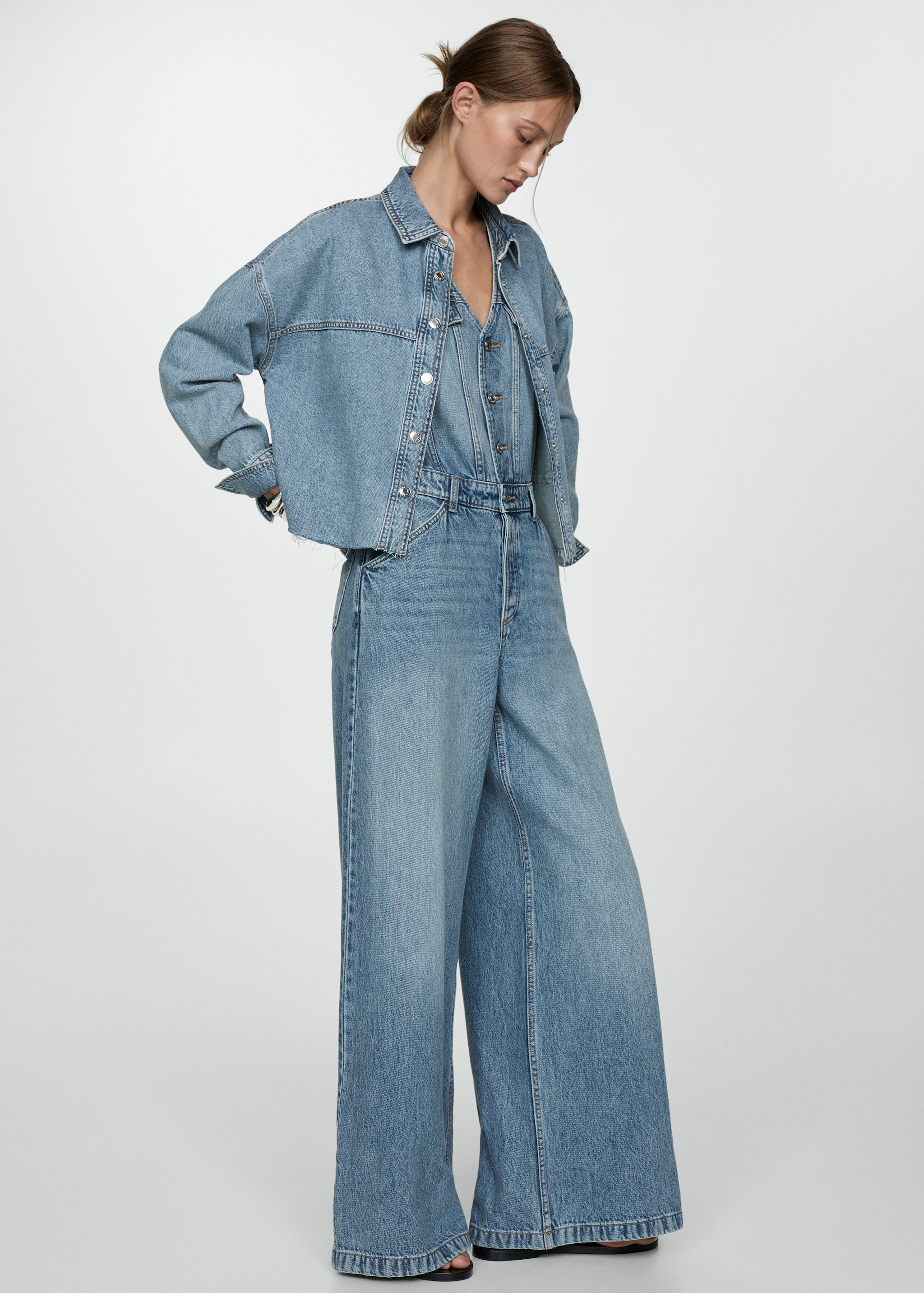 Mono Largo Mango Peto Vaquero Mujer Mono Vaquero Largo Mujer MNG