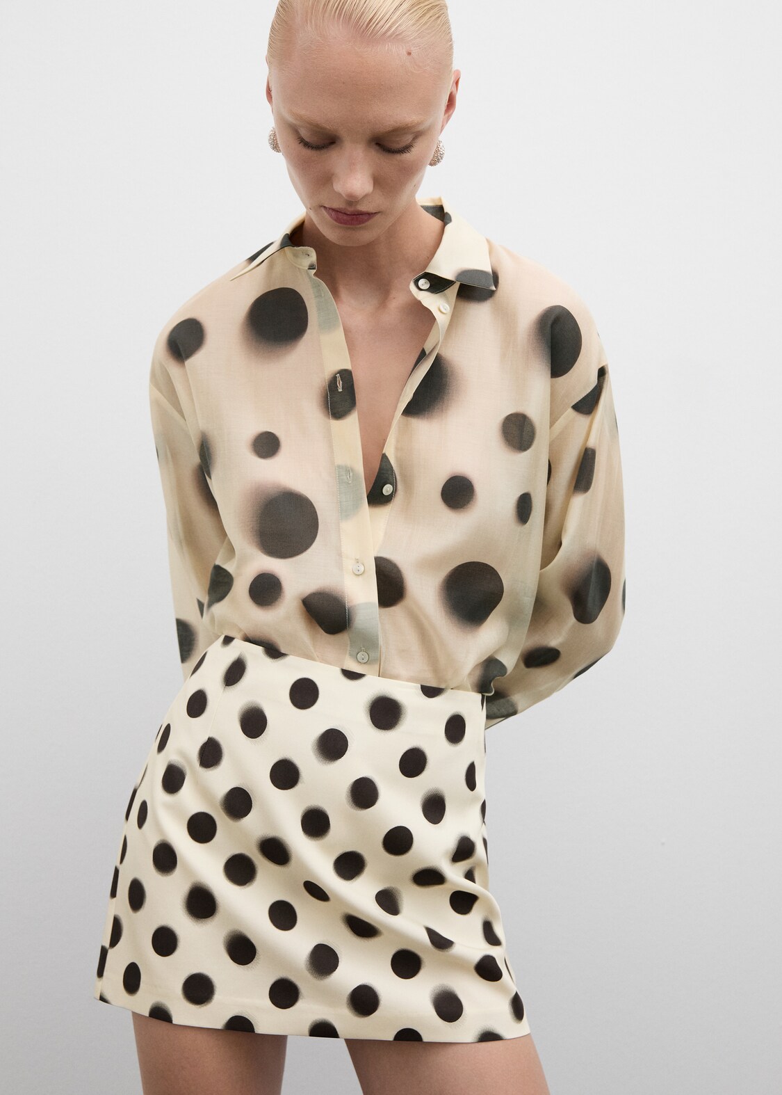 Mimi Polkadot Satin + Lace Skirt