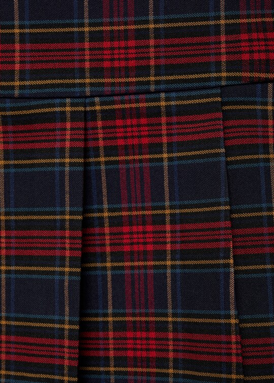 Mid-Waisted Pleated Check Skirt main image 0