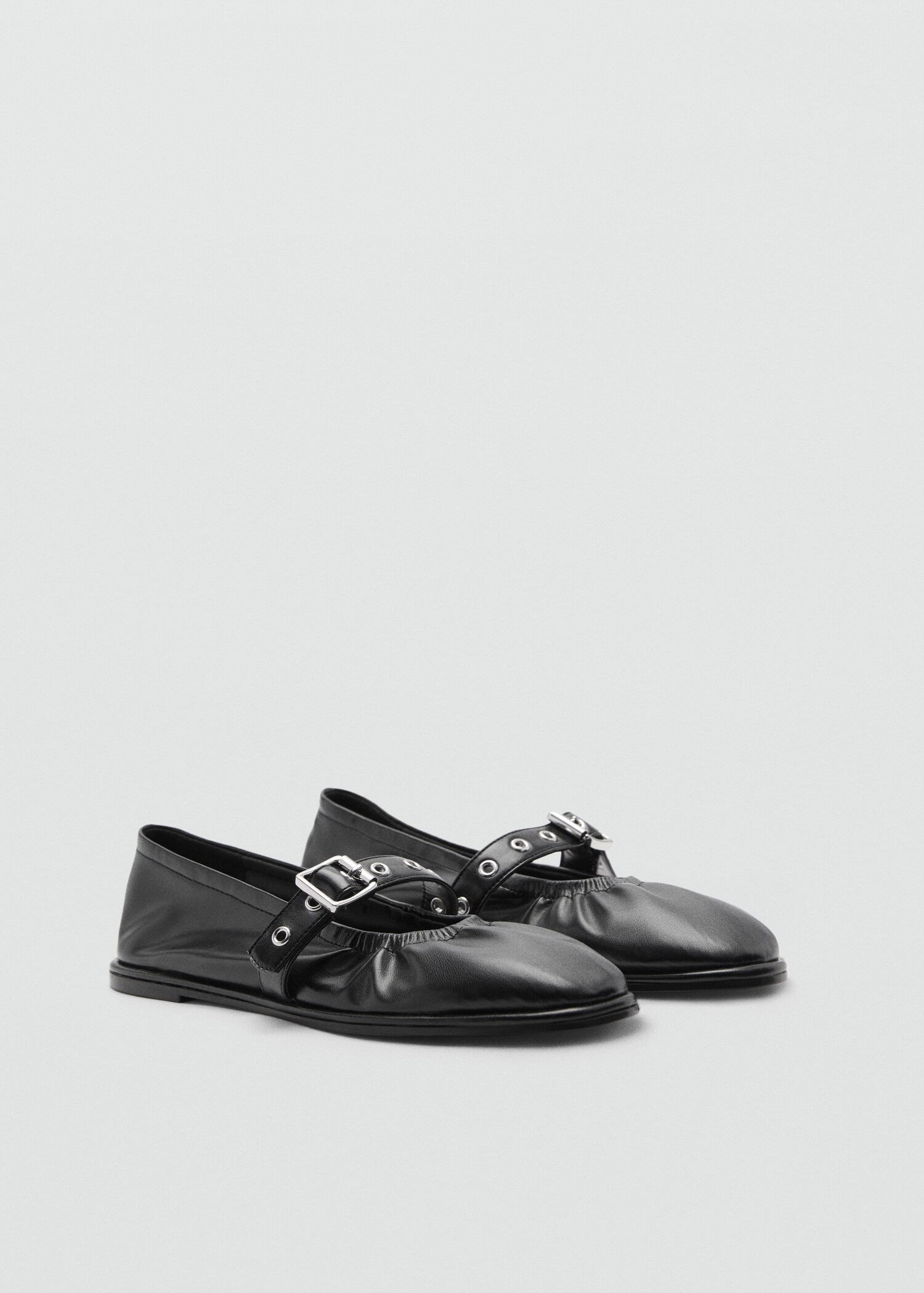 Sepatu flat ballet ujung bulat dengan gesper - Tampilan Sedang