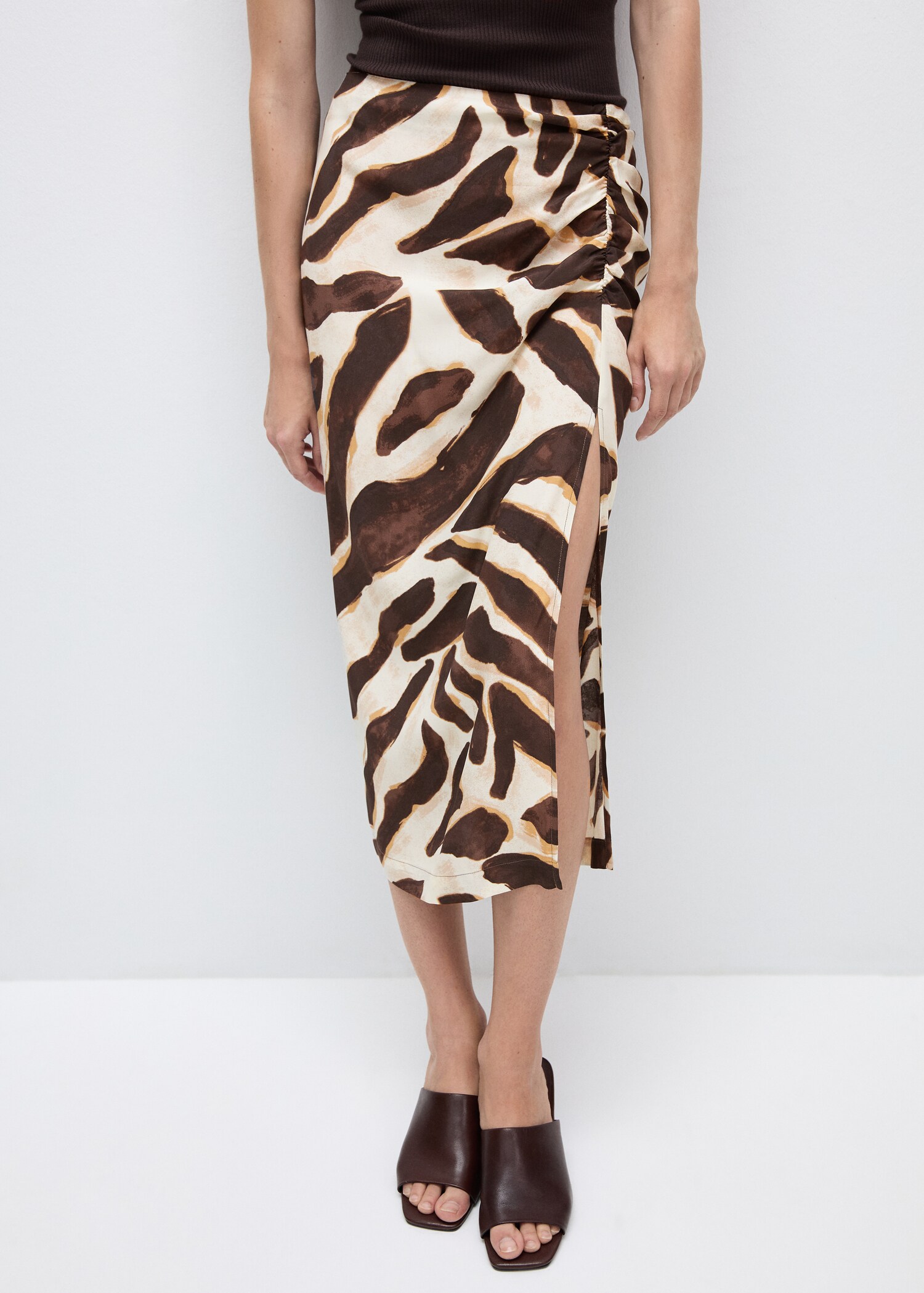 Drapierter Rock mit Animal-Print - Damen | MANGO Deutschland