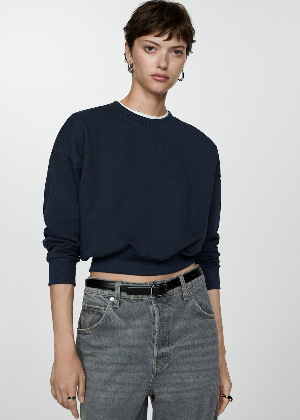 Blue cotton sweatshirt online