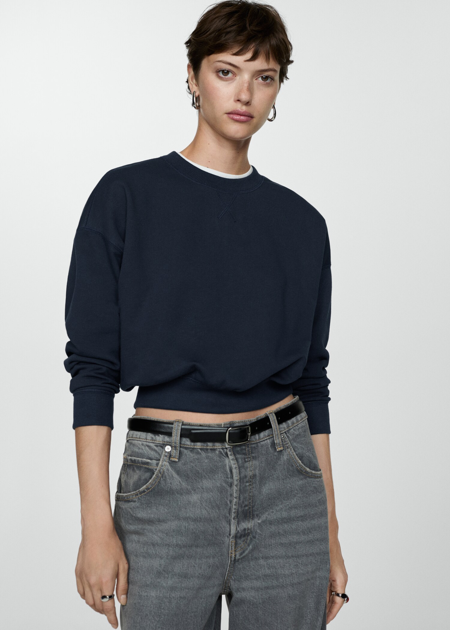 Round-neck cotton sweatshirt - Medium plane