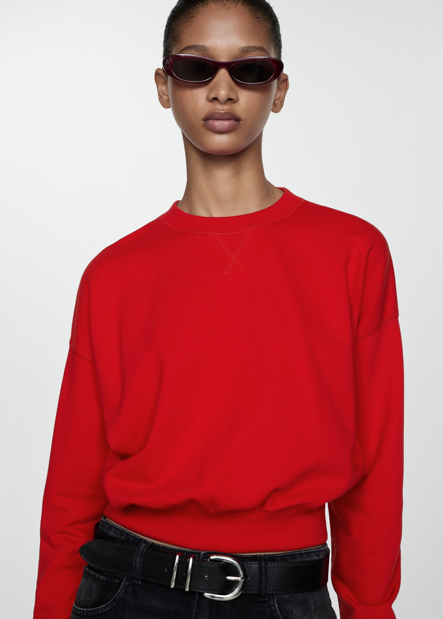 Round-neck cotton sweatshirt - Medium plane