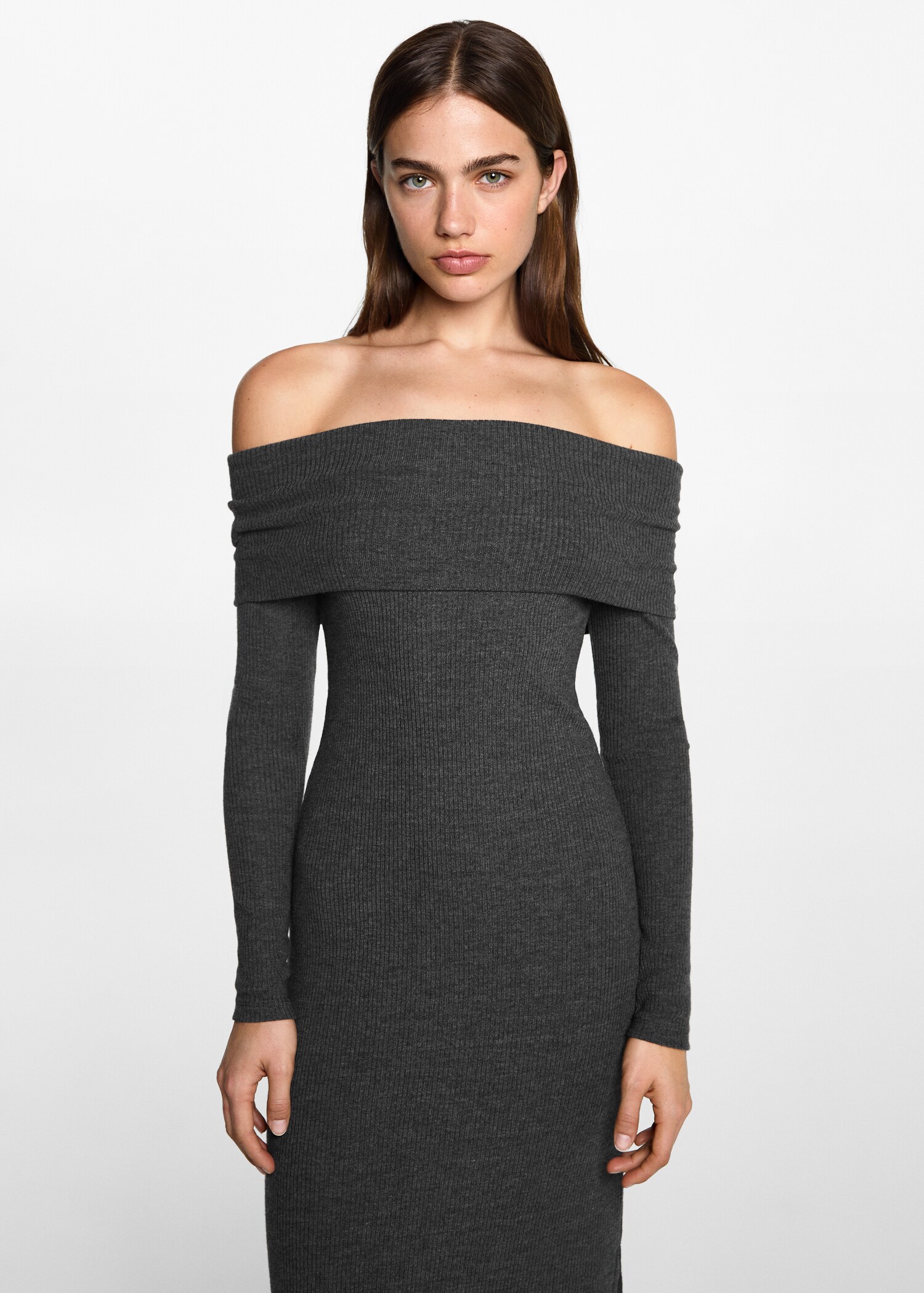 Off-the-shoulder midi-dress - Medium plane