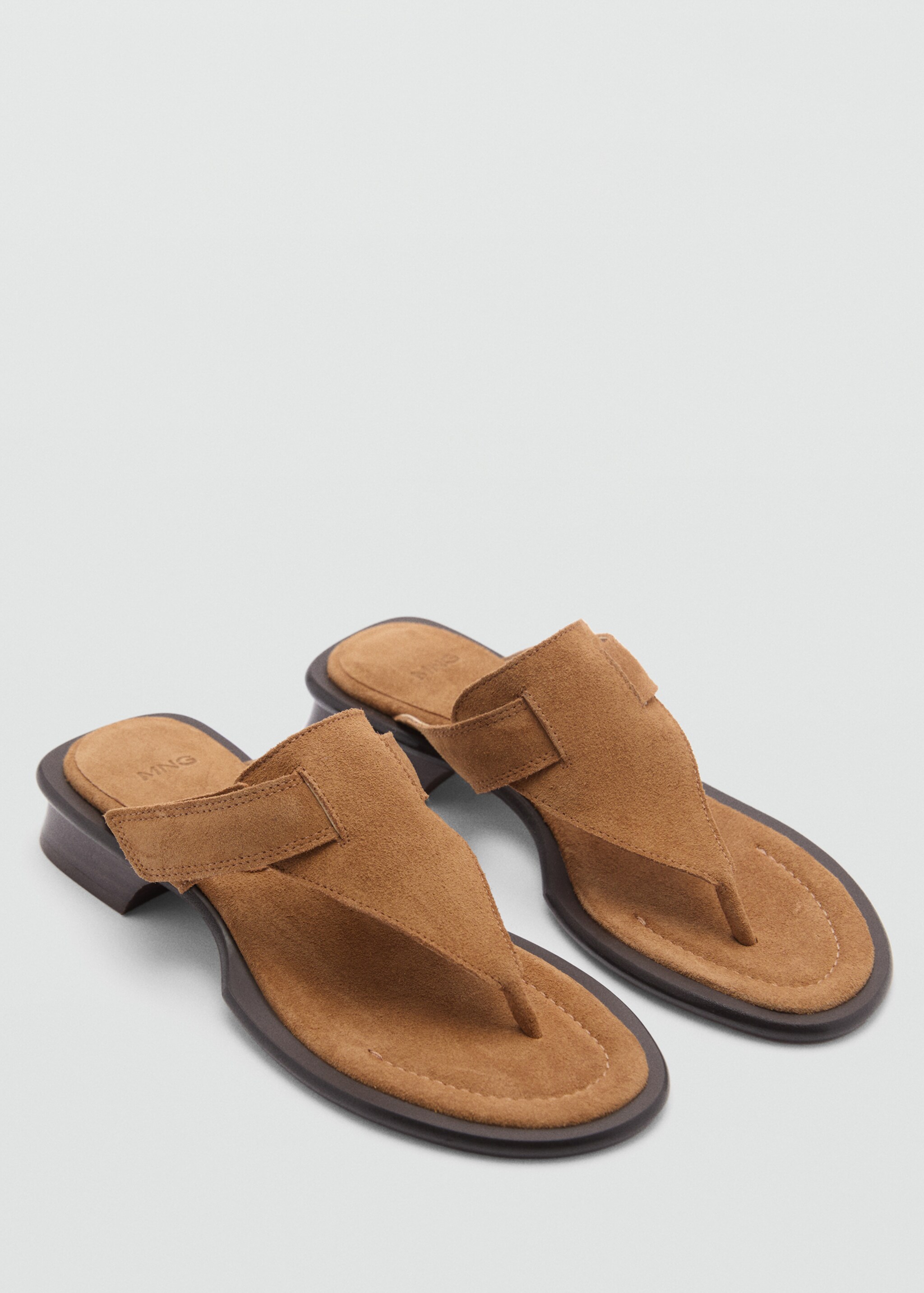 Suede panel sandal - Medium plane, Leather. Ref: 77094057-00.
