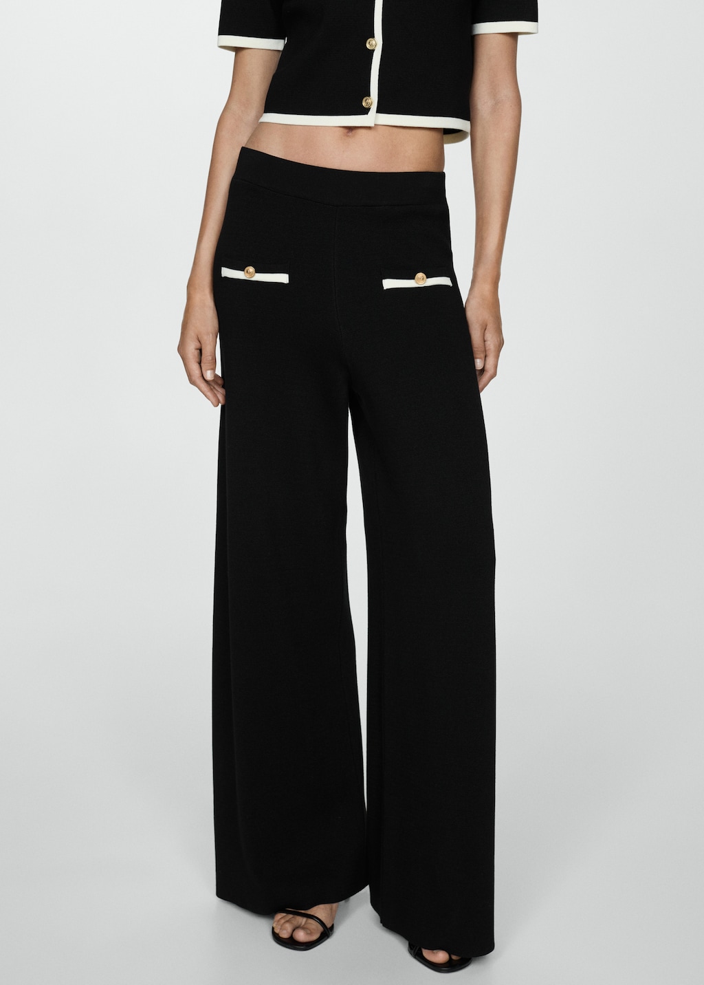 Mango Gerade Hose mit Kontrastborten