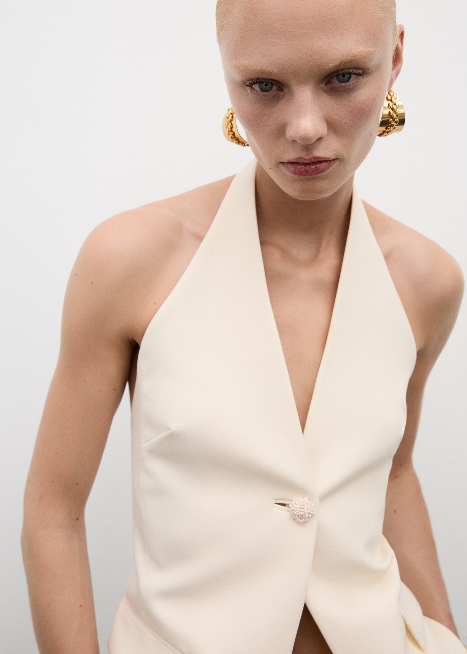 Halter neck Gilet With Jewel Button Women MANGO United Kingdom halter-neck-gilet-with-jewel-button-women-mango-united-kingdom