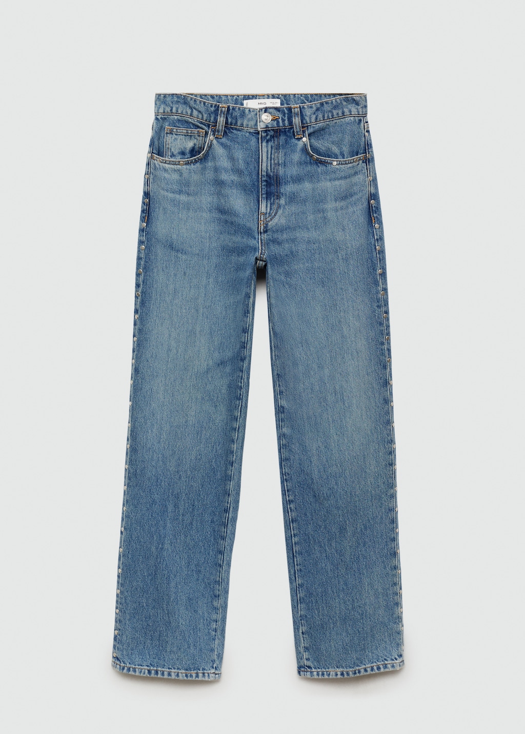 Straight-fit jeans with studs - Women | MANGO Gibraltar Straight-fit jeans with studs - Women | MANGO Gibraltar