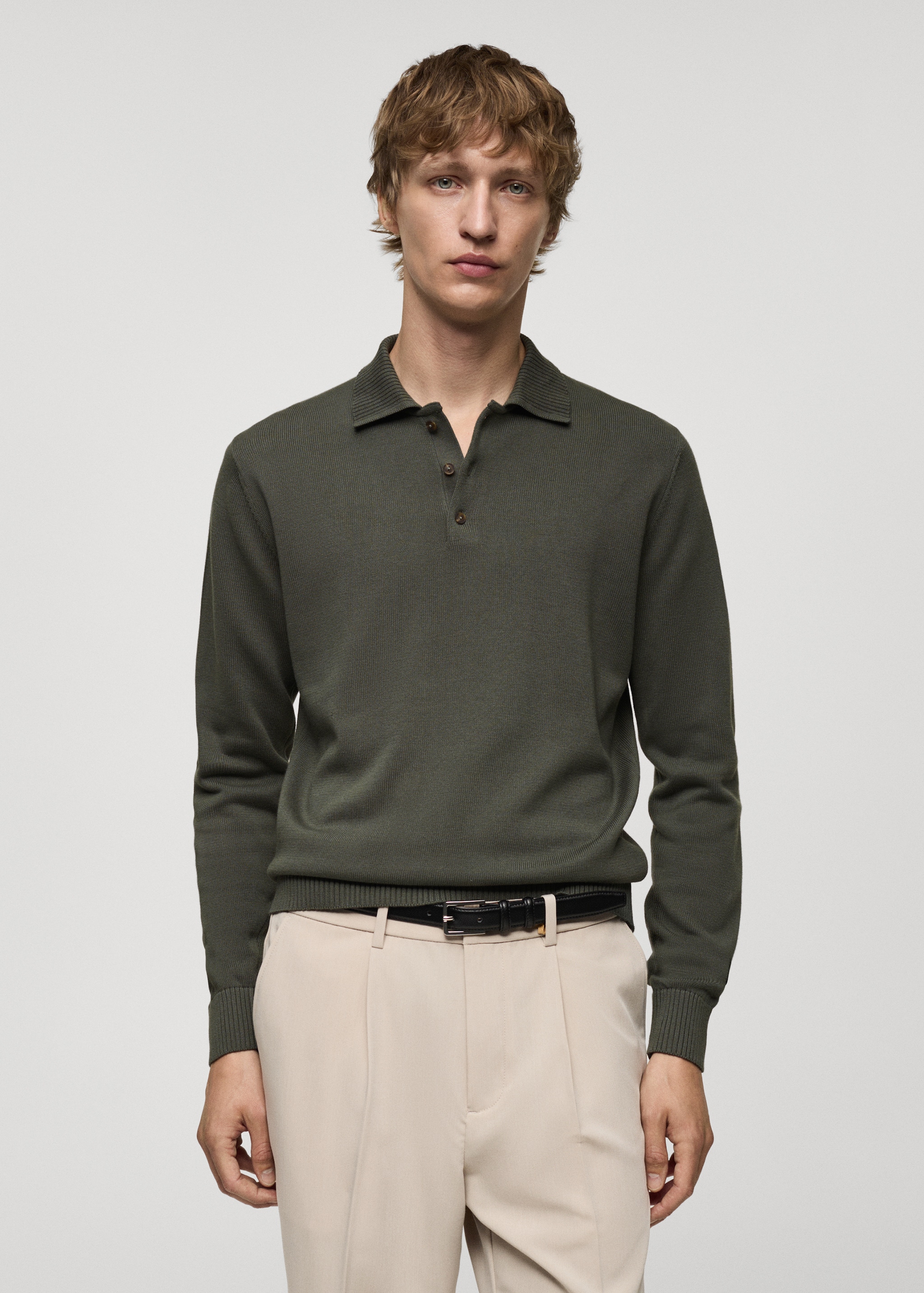 Long-sleeved cotton-knit polo sweater MANGO Niger