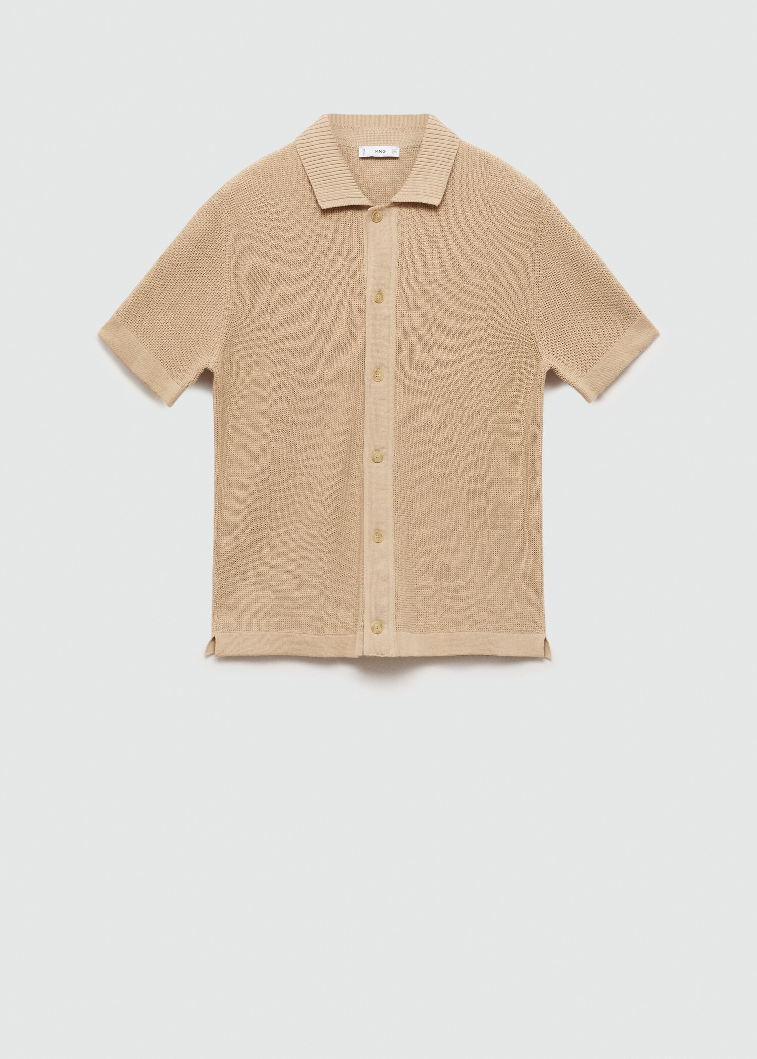 Buttoned micro-structure knitted polo shirt - Article without model